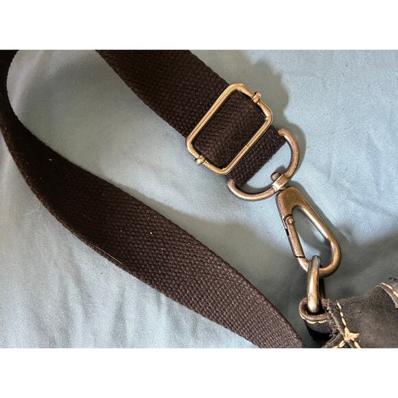 Fossil Black Suede Leather Boho Handbag Purse Studded Embossed - Picture 12 of 15